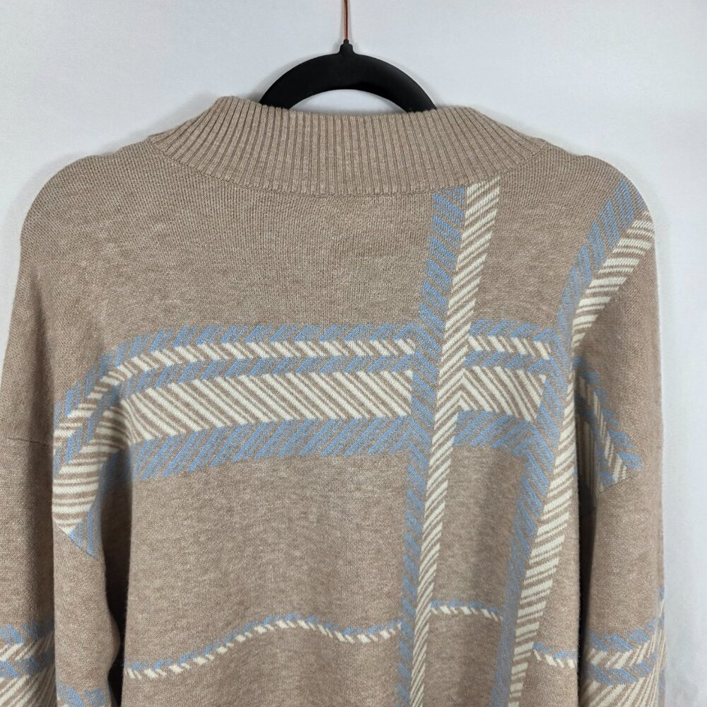 Laundry by Shelli Segal Beige Jacquard Plaid Sweater Women's Size Medium - Picture 14 of 15
